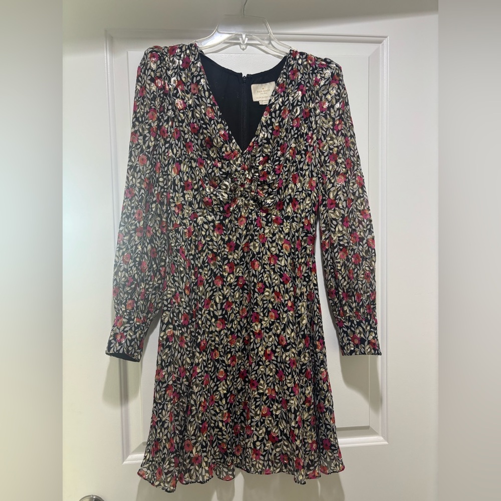 Kate Spade Long-Sleeve Dress with Gold shimmer detail